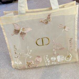 GWP Christian Dior Beauty Cream Embroidered Butterfly Mesh Tote Bag